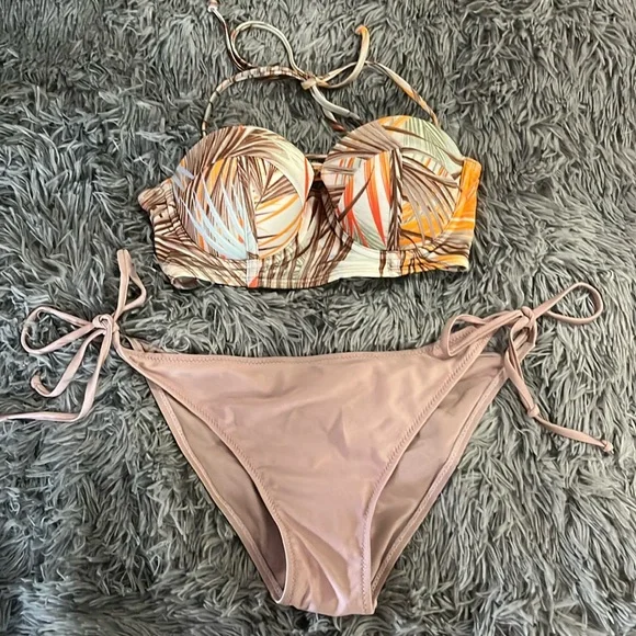 Victoria's Secret Swim Vs Corset Bikini 34b Golden Palm Push